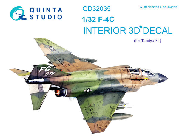 Quinta Studio QD32035 - F-4C 3D-Printed & coloured Interior on decal paper (for Tamiya kit) - 1:32