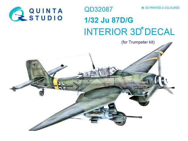 Quinta Studio QD32087 - Ju87 D/G 3D-Printed & coloured Interior on decal paper (for Trumpeter kit) - 1:32