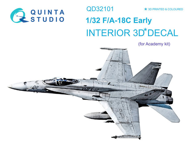 Quinta Studio QD32101 - F/A-18С Early 3D-Printed & coloured Interior on decal paper (for Academy kit) - 1:32