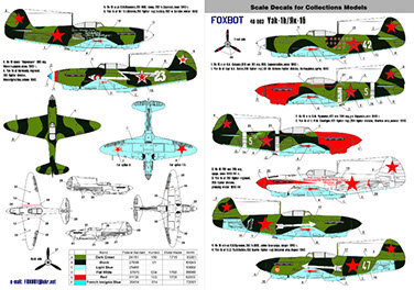 Foxbot 48-003 - Decals - Soviet fighter Yakovlev Yak-1B - 1:48