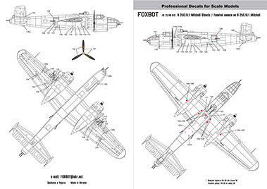 Foxbot 48-012 - Decals - Stencils for North American B-25C/D/J Mitchell - 1:48