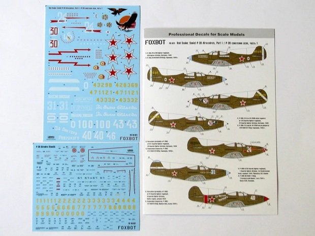 Foxbot 48-021 - Decals - Red Snake: Soviet P-39 Airacobras and Stencils, Part # 1 - 1:48