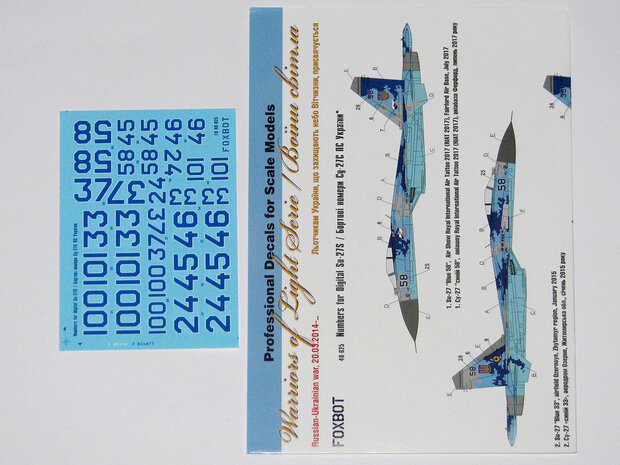 Foxbot 48-025 - Decals - Numbers for Sukhoi Su-27S, Ukranian Air Forces, digital camouflage - 1:48
