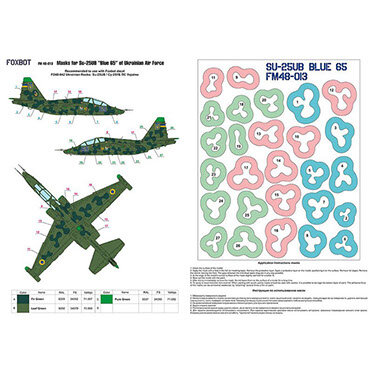 Foxbot FM48-013 - Masks - Masks for Su-25UB Blue 65, Ukranian Air Forces, clover camouflage (Use & Foxbot Decal) - 1:48