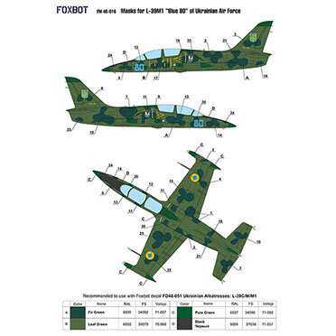 Foxbot FM48-016 - Masks - Masks for L-39M1 Blue 80 of Ukrainian Air Force - 1:48