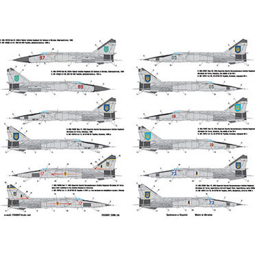 Foxbot 72-016T - Decals - Ukrainian Foxbats: MiG-25 and Stencils - 1:72