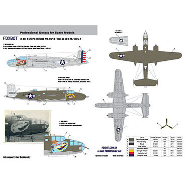 Foxbot 72-024 - Decals - North American B-25C/D Mitchell "Pin-Up Nose Art and Stencils" Part # 2 - 1:72
