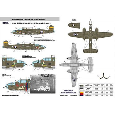 Foxbot 72-026 - Decals - North American B-25C/D Mitchell "Pin-Up Nose Art and Stencils" Part # 4 - 1:72