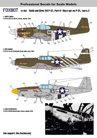 Foxbot 72-052 - Decals - North American P-51 Mustang Nose art, Part # 2 - 1:72