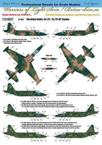 Foxbot 72-055T - Decals - Ukrainian Rooks: Sukhoi Su-25 and Stencils - 1:72