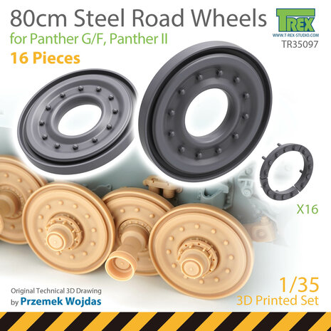 TR35097 - 80cm Steel Road Wheel for Panther (16 pieces) - 1:35 - [T-Rex Studio]