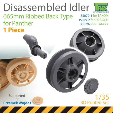 TR35079-3 - Disassembled Panther Idler 665mm Ribbed Back Type (1 piece) for TAMIYA - 1:35 - [T-Rex Studio]
