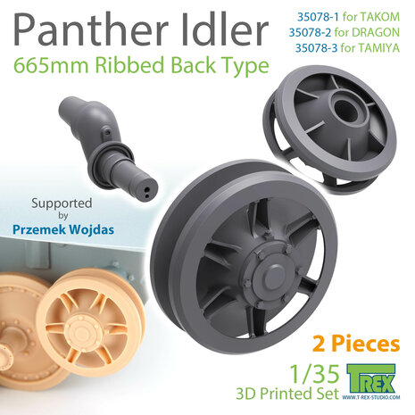 TR35078-3 - Panther Idler 665mm Ribbed Back Type (2 pieces) for TAMIYA - 1:35 - [T-Rex Studio]
