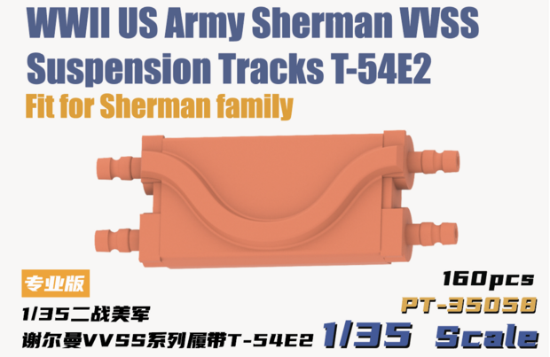 Heavy Hobby PT-35058 - WWII US Army Sherman VVSS Suspension Tracks T-54E2 - 1:35