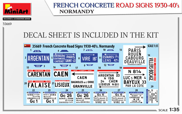 MiniArt 35669 - French Concrete Road Signs 1930-40’s. Normandy - 1:35