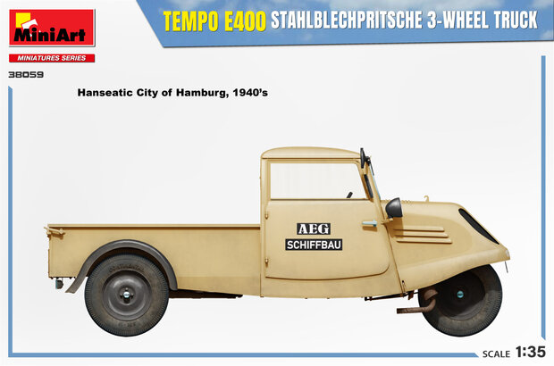 MiniArt 38059 - Tempo E400 Stahlblechpritsche 3-Wheel Truck - 1:35