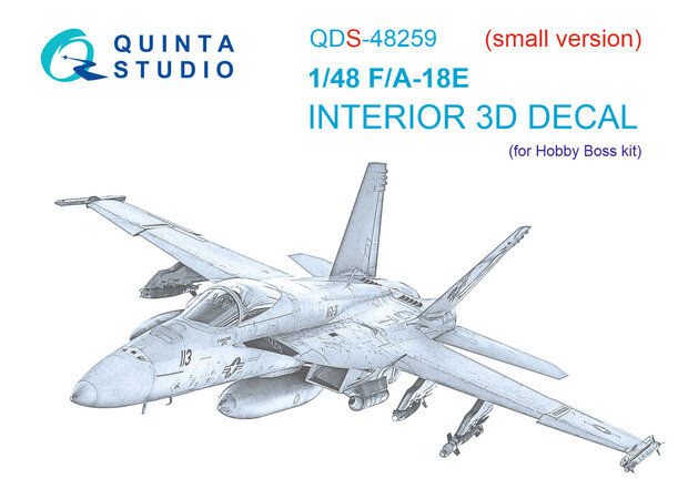 Quinta Studio QDS-48259 - F/A-18E 3D-Printed & coloured Interior on decal paper (for HobbyBoss kit) - Small Version - 1:48