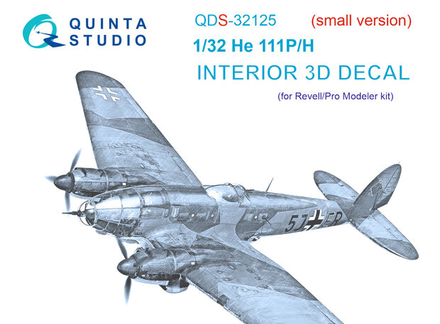 Quinta Studio QDS-32125 - He 111 P/H 3D-Printed & coloured Interior on decal paper (for Revell/ProModeler kit) - Small Version - 1:32