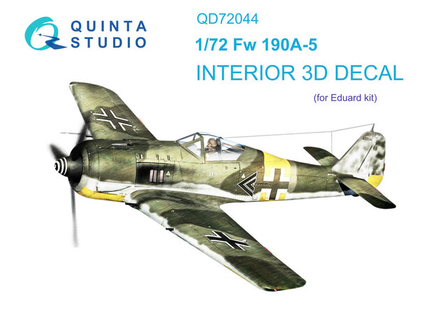 Quinta Studio QD72044 - Fw 190A-5 3D-Printed & coloured Interior on decal paper (for Eduard) - 1:72