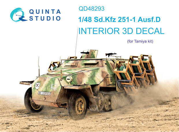 Quinta Studio QD48293 - Sd.Kfz 251/1 Ausf.D 3D-Printed & coloured Interior on decal paper (for Tamiya kit) - 1:48