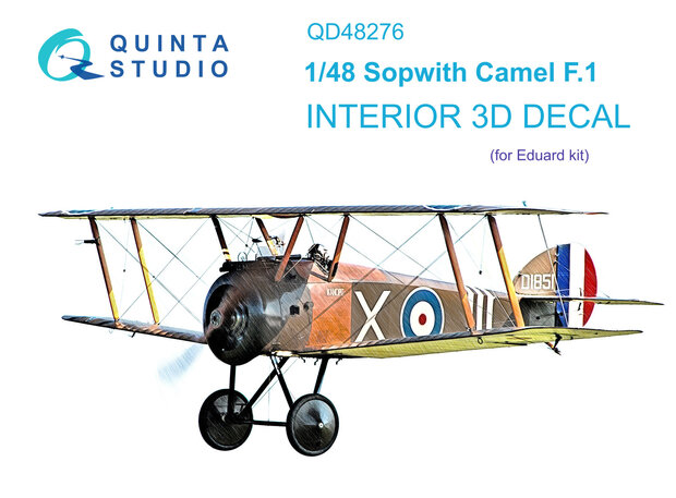 Quinta Studio QD48276 - Sopwith Camel F.1 3D-Printed & coloured Interior on decal paper (for Eduard kit) - 1:48
