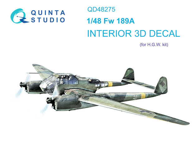 Quinta Studio QD48275 - Fw 189A 3D-Printed & coloured Interior on decal paper (for GWH kit) - 1:48
