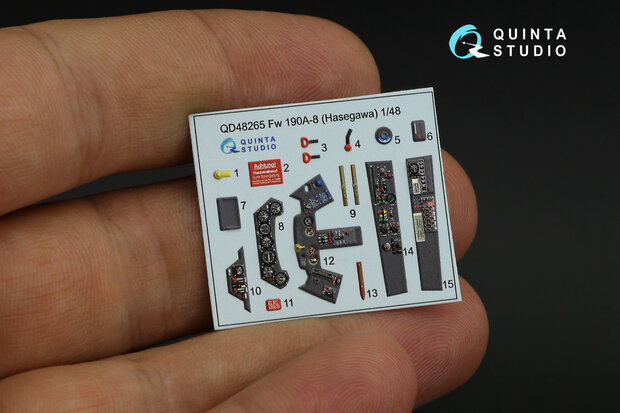Quinta Studio QD48265 - Fw 190A-8 3D-Printed & coloured Interior on decal paper (for Hasegawa kit) - 1:48