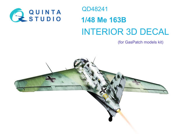 Quinta Studio QD48241 - Me 163B 3D-Printed & coloured Interior on decal paper (for GasPatch models kit) - 1:48