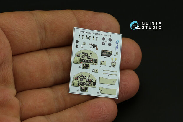 Quinta Studio QD48209 - Arado Ar 68 E/F 3D-Printed & coloured Interior on decal paper (for Roden kit) - 1:48