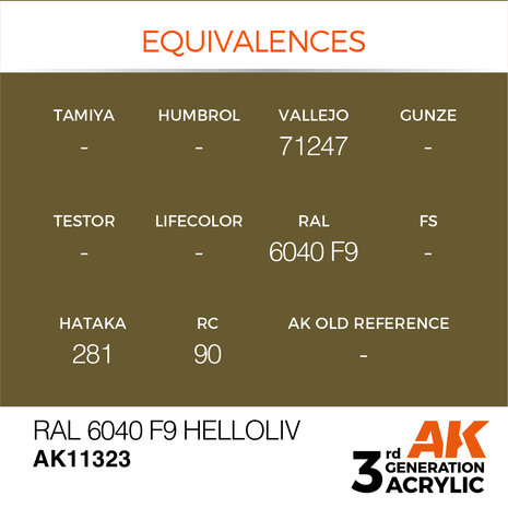 AK11323 - RAL 6040 F9 Helloliv - Acrylic - 17 ml - [AK Interactive]