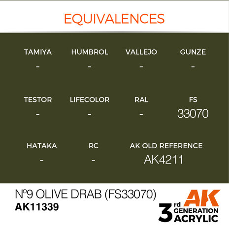 AK11339 - Olive Drab Nº 9 (FS33070) - Acrylic - 17 ml - [AK Interactive]