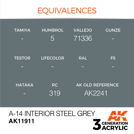 AK11911 - A-14 Interior Steel Grey - Acrylic - 17 ml - [AK Interactive]