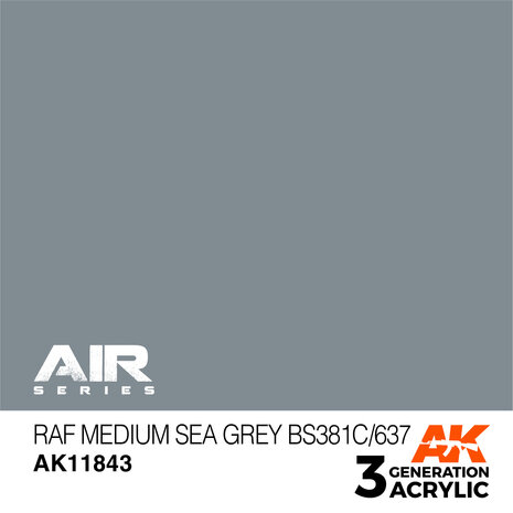 AK11843 - RAF Medium Sea Grey BS381C/637 - Acrylic - 17 ml - [AK Interactive]