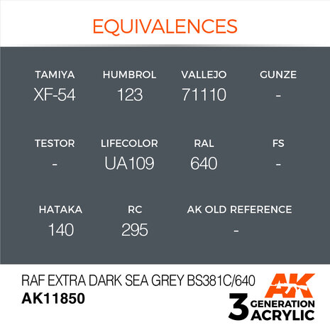 AK11850 - RAF Extra Dark Sea Grey BS381C/640 - Acrylic - 17 ml - [AK Interactive]