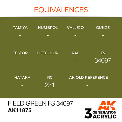 AK11875 - Field Green FS 34097 - Acrylic - 17 ml - [AK Interactive]