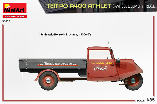 MiniArt 38032 - Tempo A400 Athlet 3-Wheel Delivery Truck - 1:35