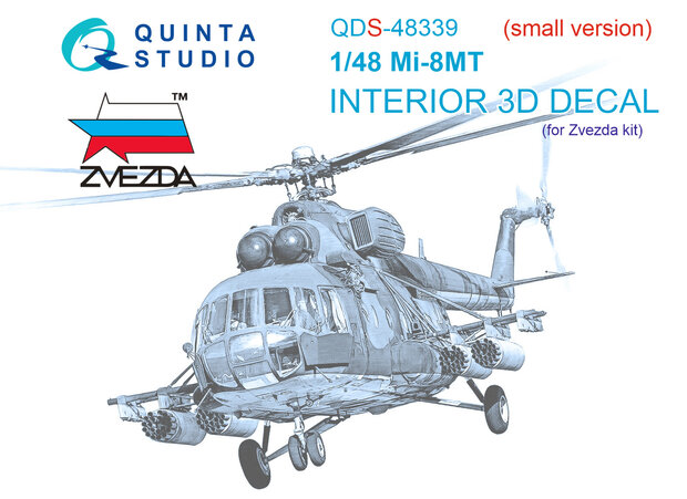 Quinta Studio QDS-48339 - Mi-8MT 3D-Printed & coloured Interior on decal paper (for Zvezda kit) - Small Version - 1:48
