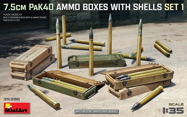 MiniArt 35398 - 7.5cm PaK40 Ammo Boxes With Shells Set 1. - 1:35