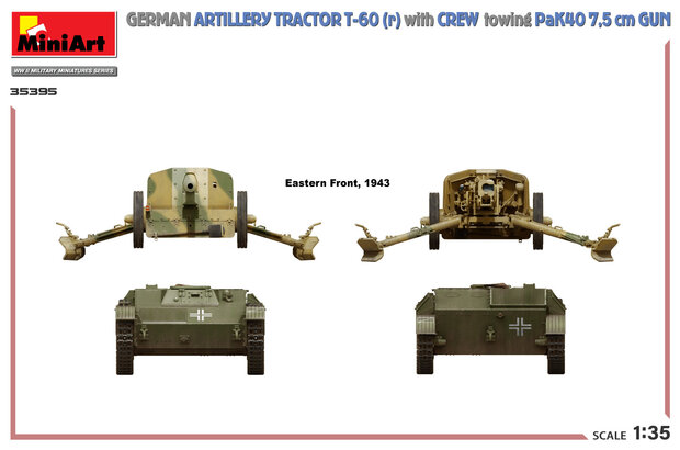 MiniArt 35395 - German Artillery Tractor T-60(r) & Crew Towing PaK40 Gun - 1:35