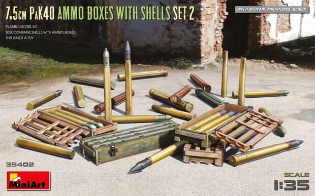 MiniArt 35402 - 7.5cm PaK40 Ammo Boxes With Shells Set 2 - 1:35
