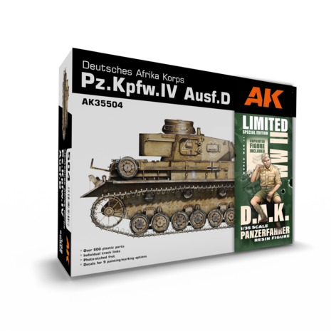 AK35504-A - Pz.Kpfw.IV Ausf.D Afrika Korps + DAK Panzerfahrer LIMITED EDITION - 1:35 - [AK Interactive]