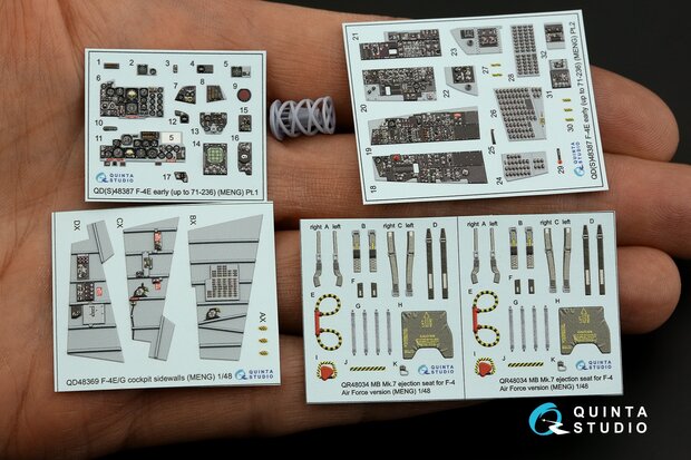 Quinta Studio QD+48387 - F-4E early with slatted wing 3D-Printed & coloured Interior on decal paper (for Meng kit)(with 3D-printed resin parts) - 1:48