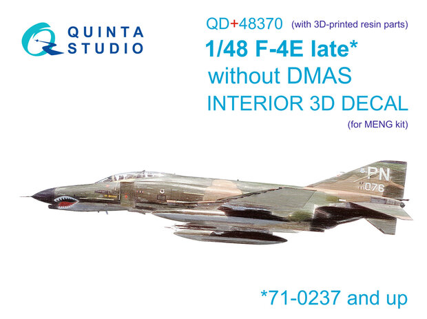Quinta Studio QD+48370 - F-4E late without DMAS 3D-Printed & coloured Interior on decal paper (for Meng kit)(with 3D-printed resin parts) - 1:48