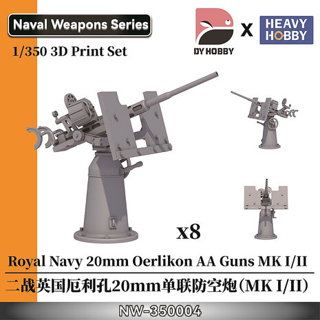 Heavy Hobby NW-350004 - Royal Navy 20mm Oerlikon AA Guns MK I/II - 1:350