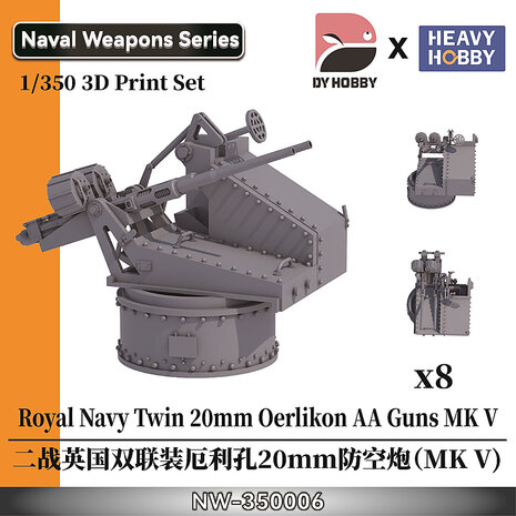 Heavy Hobby NW-350006 - Royal Navy Twin 20mm Oerlikon AA Guns MK V - 1:350