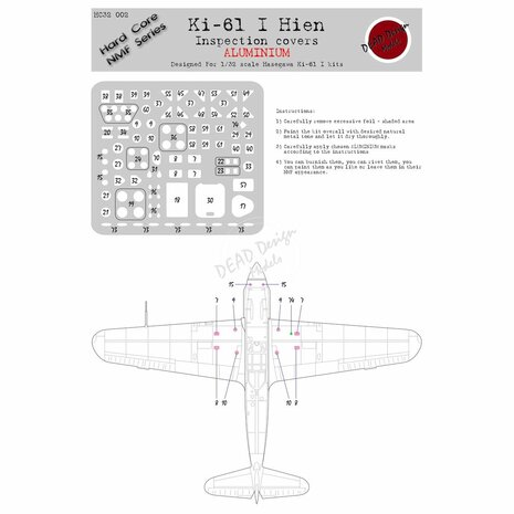 Dead Design Models HC32002 - Ki-61 I Hien Inspection Covers - Aluminium (For Hasegawa kit)  - 1:32