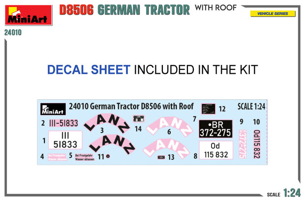 MiniArt 24010 - German Tractor D8506 With Roof - 1:24