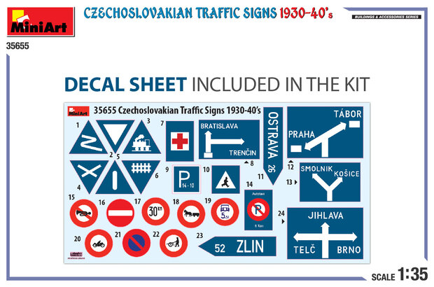 MiniArt 35655 - Czechoslovakian Traffic Signs 1930-40’s - 1:35