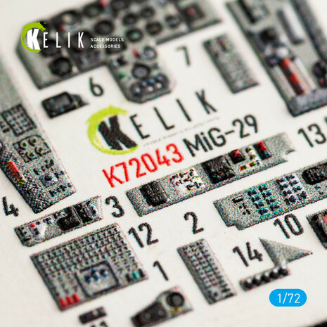 K72043 - MIG-29 Fulcrum-A 9-12 interior 3D decals for GWH kit - 1:72 - [RES/KIT] / [KELIK]