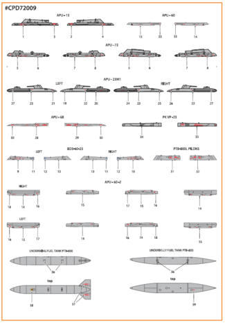 Clear Prop Models CPD72009 - MiG-23ML, MLA, MLD, P, MLAE standard english stencils - 1:72